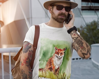 Organic Cotton T-Shirt with Print Fox T-Shirt Printed with eco-friendly waterbased inks Printed Fox Tee