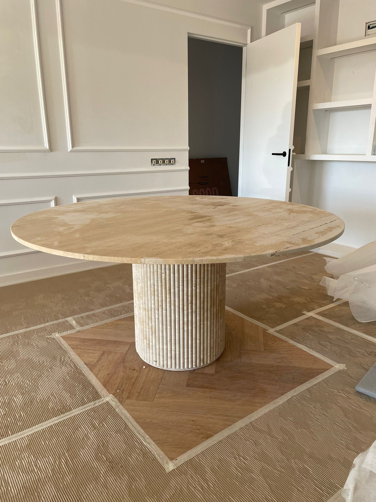 Travertine shop round table