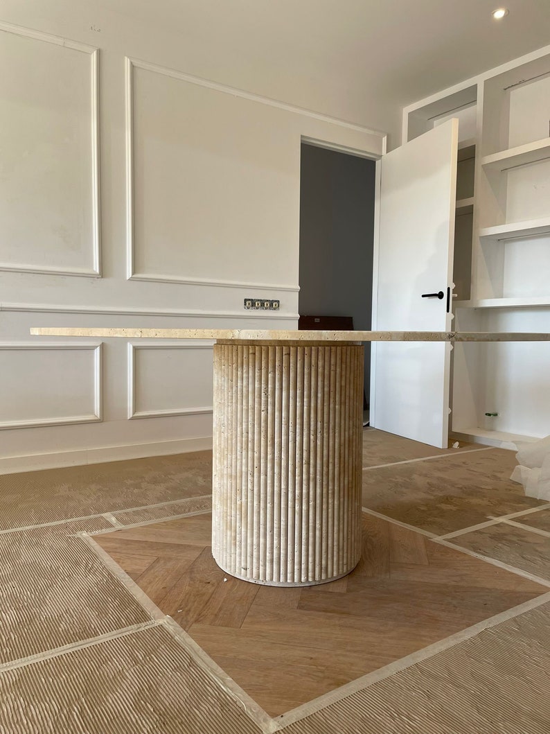 Travertine Natural Stone Dining Table Etsy