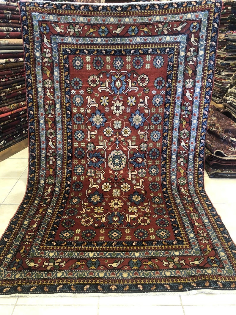 Large Persian Rugbright Persian Carpet Red Oriental Rug Etsy