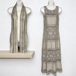 Vintage Maurices Sleeveless Long Dress Sz 7-8 Metallic Silver Crochet Glam  Party - Etsy