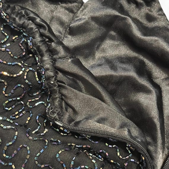 Scala Black Evening Gown Aurora Borealis Hand Bea… - image 7