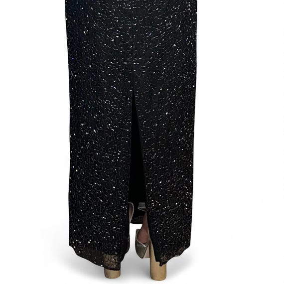 Scala Black Evening Gown Aurora Borealis Hand Bea… - image 10