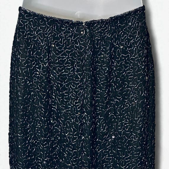 Scala Black Evening Gown Aurora Borealis Hand Bea… - image 8