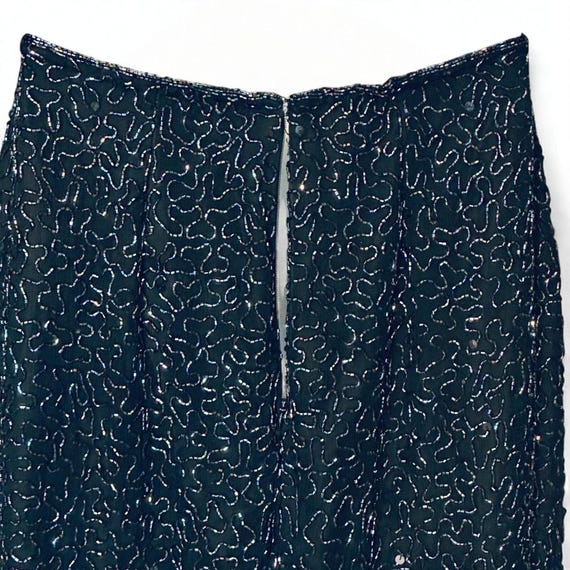 Scala Black Evening Gown Aurora Borealis Hand Bea… - image 9