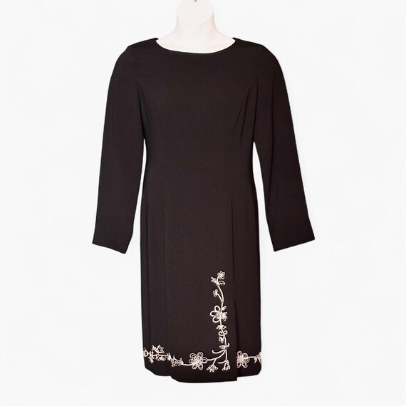 Vintage AGB Black Cocktail Dress Size 12 Floral Embroidered Midi Sheath Tie  Belt - Etsy Ireland