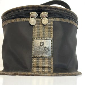 Vintage Fendi Complemento Penguin Stripe Vanity Cosmetics Case