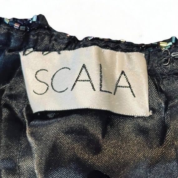 Scala Black Evening Gown Aurora Borealis Hand Bea… - image 3