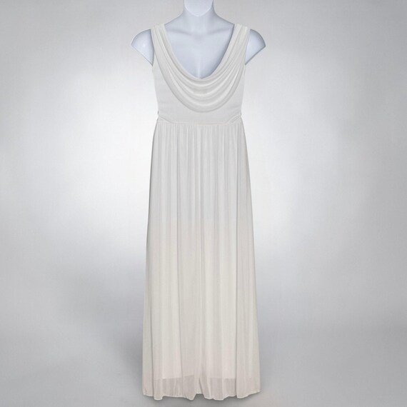 White Chiffon Prom Dress Empire Waist Beaded Rhinestones Formal Maxi Y2K  Size L - Etsy