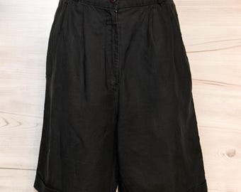 Vintage 80-tals Alexandria Ramie bomullsshorts svarta storlek 8 retro minimalistiska