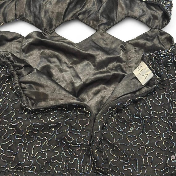 Scala Black Evening Gown Aurora Borealis Hand Bea… - image 6