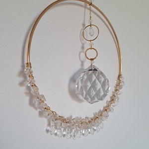 Rock crystal sun catcher - Sun catcher suspension - Rock crystal decoration - Rock stones - Decoration gift