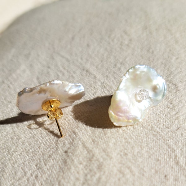 Boucles d'oreilles perles de culture - Boucles pierre de culture - Boucles d'oreilles perles d'eau douce - Bijoux perles de culture -Parure
