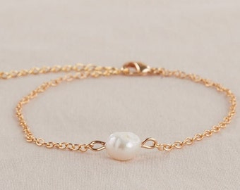 Pulsera de perlas de agua dulce - Pulsera de perlas naturales - Joyería de perlas de agua dulce - Litoterapia - Joyería natural