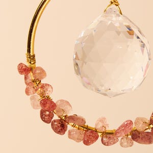 Strawberry Quartz sun catcher - Crystal sun catcher pendant