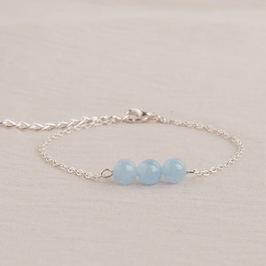 Aquamarin-Steinarmband - Aquamarin-Perlenarmband - Naturperlenarmband - Lithotherapie-Schmuck