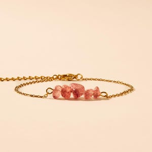 Strawberry quartz stone bracelet - Quartz stone - Cherry quartz bracelet - Strawberry quartz jewelry - Lithotherapy jewelry - Energy bracelet