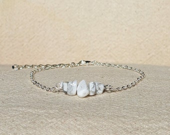 Howlite stone bracelet, stability - Howlite bracelet - Stone jewelry - Natural stone jewelry - Lithotherapy jewelry - Howlite stone