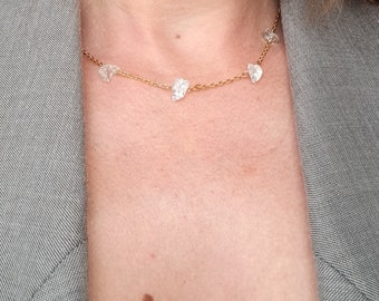 Collar de cristal de roca en acero inoxidable - Collar de cuentas de roca - Cristal de roca transparente