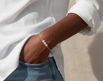 Rose quartz stone bracelet - Quartz bracelet - Quartz bead jewelry - Lithotherapy jewelry - Semi-precious bead jewelry