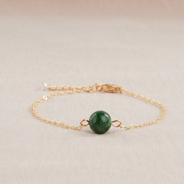 Bracelet perle Jade verte - Bracelet perle de jade - Bijoux Jade verte - Bijoux pierre semi-précieuse - Bijoux lithothérapie