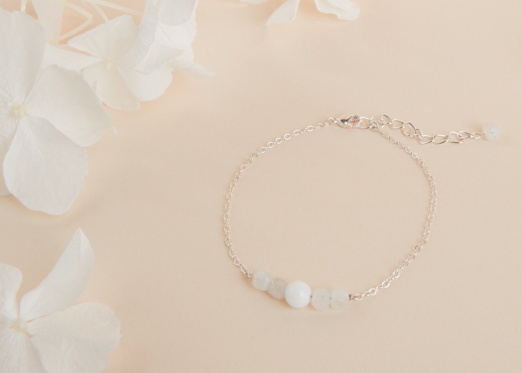 Bracciale in pietra di luna - Bracciale in perle di luna - Bracciale energetico - Gioielli in pietra di luna