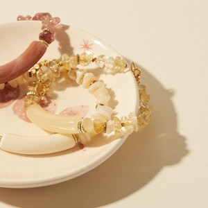 Strawberry quartz and resin stone bracelet - quartz and gold bracelet