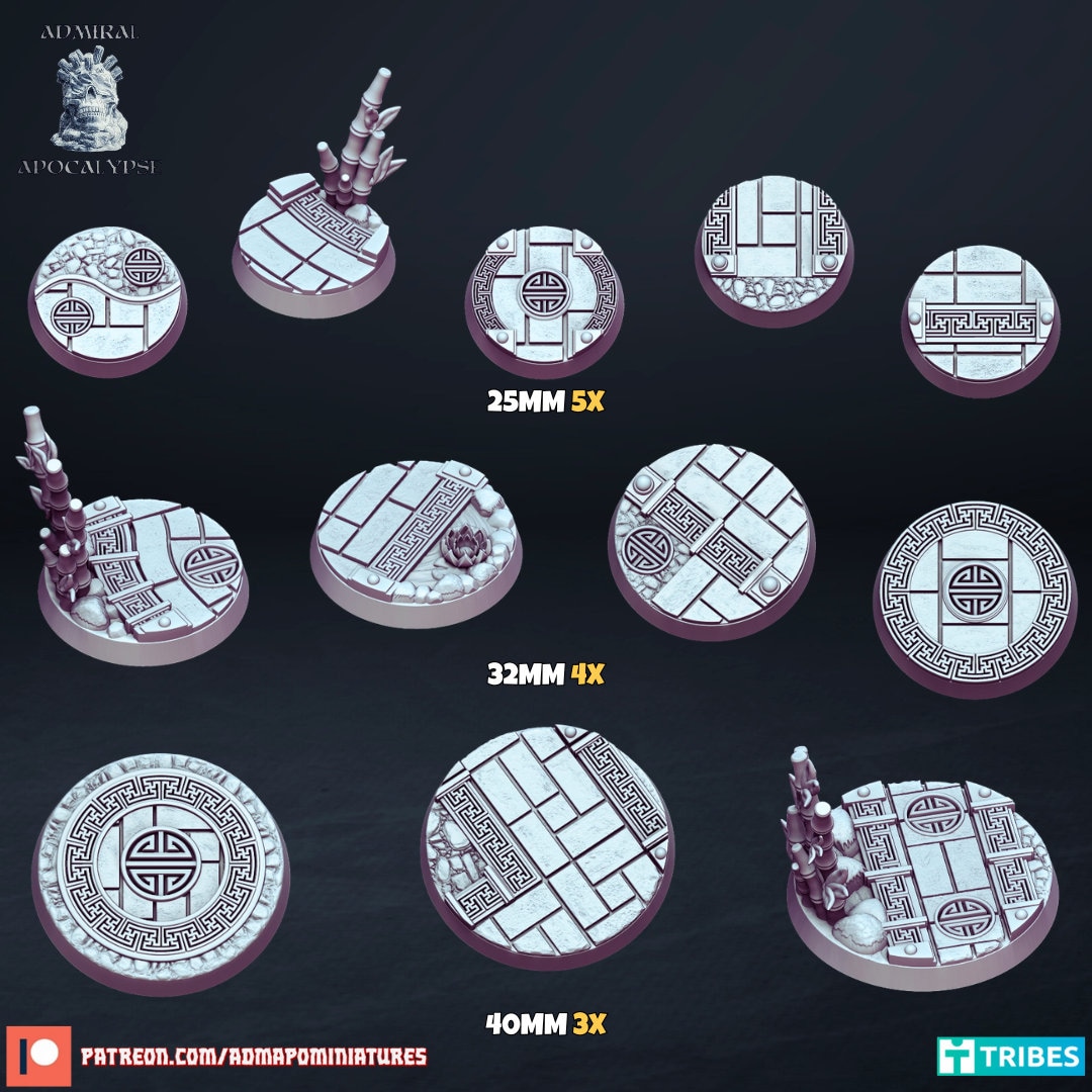 Asian Temple Themed Scenic Bases for Wargaming - Round and Oval Bases ...