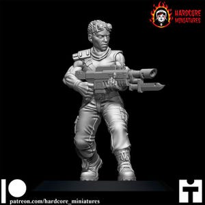 Kvinnliga mänskliga krigare för sci-fi-krigsspel av Hardcore Miniatures