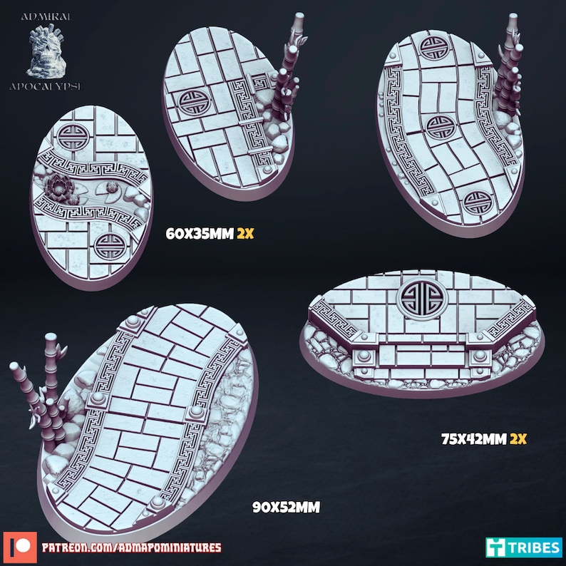 Asian Temple Themed Scenic Bases for Wargaming - Round and Oval Bases ...