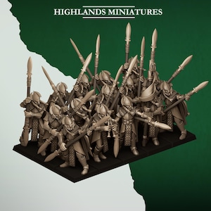 Feral Elves Spearmen Regiment for Fantasy Wargaming by Highland Miniatures