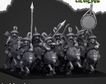 Steppe Goblin Wolf Riders for Fantasy Wargaming by Highland Miniatures