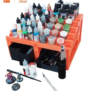 Paintpal Studio Dropper and Flip Lid Paint Bottle Racks; Miniature model painting, desk storage for painting, model making, air brush rack