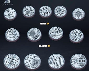 Cyber Punk Tech Alley themed Scenic Bases for Wargaming - Round and Oval Bases