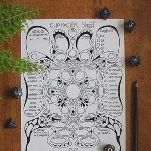 D&amp;D Character Sheet Illustrated Printable 5e PDF Dnd - Etsy