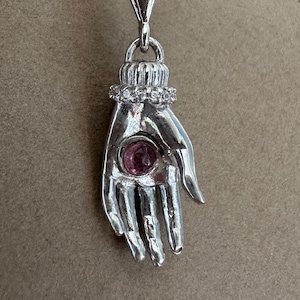 925 Sterling Silver Hamsa Hand Necklace: Gold Plated Fatima Pendant