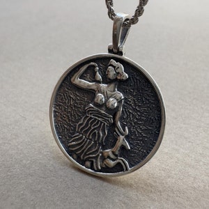 Greek Goddess Artemis 925 Sterling Silver Necklace, Goddess Diana Pendant, Greek Mythology Necklace, Artemis Medallion, Special Gift for Her