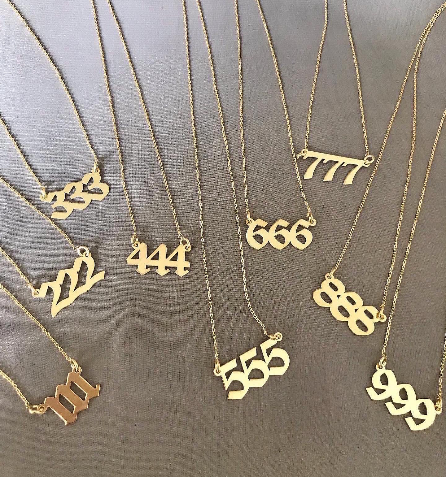 ユニークなエンジェルナンバーネックレス、777、444、333、222のスピリチュアルエンジェルナンバーチョーカーネックレス、カスタムスターリングシルバージュエリー、女性へのギフト  - Etsy 日本