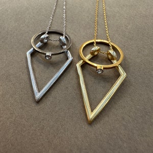 925 zilveren geometrische ringhouder ketting, trouwring houder ketting, verlovingsring houder hanger, ring houder cadeau voor haar en hem