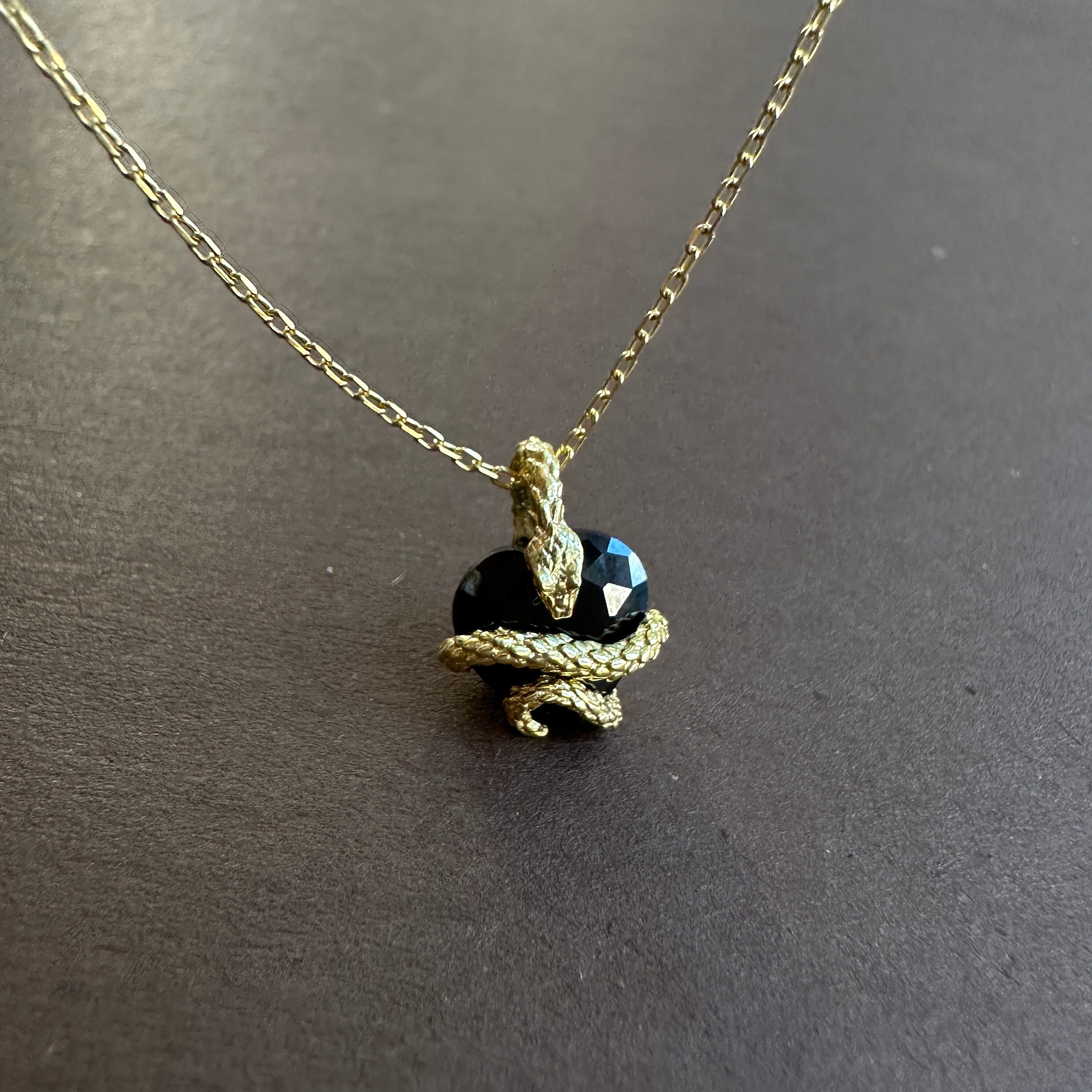 Snake Medusa Heart Necklace, Medusa Pendant, Ruby Heart