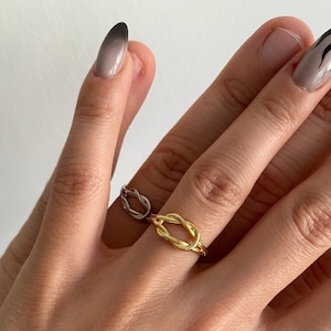 Liebe Knoten Ring, zierliche paar Ringe, Sterling Silber Freundschaft Schmuck, Geschenk für Paare