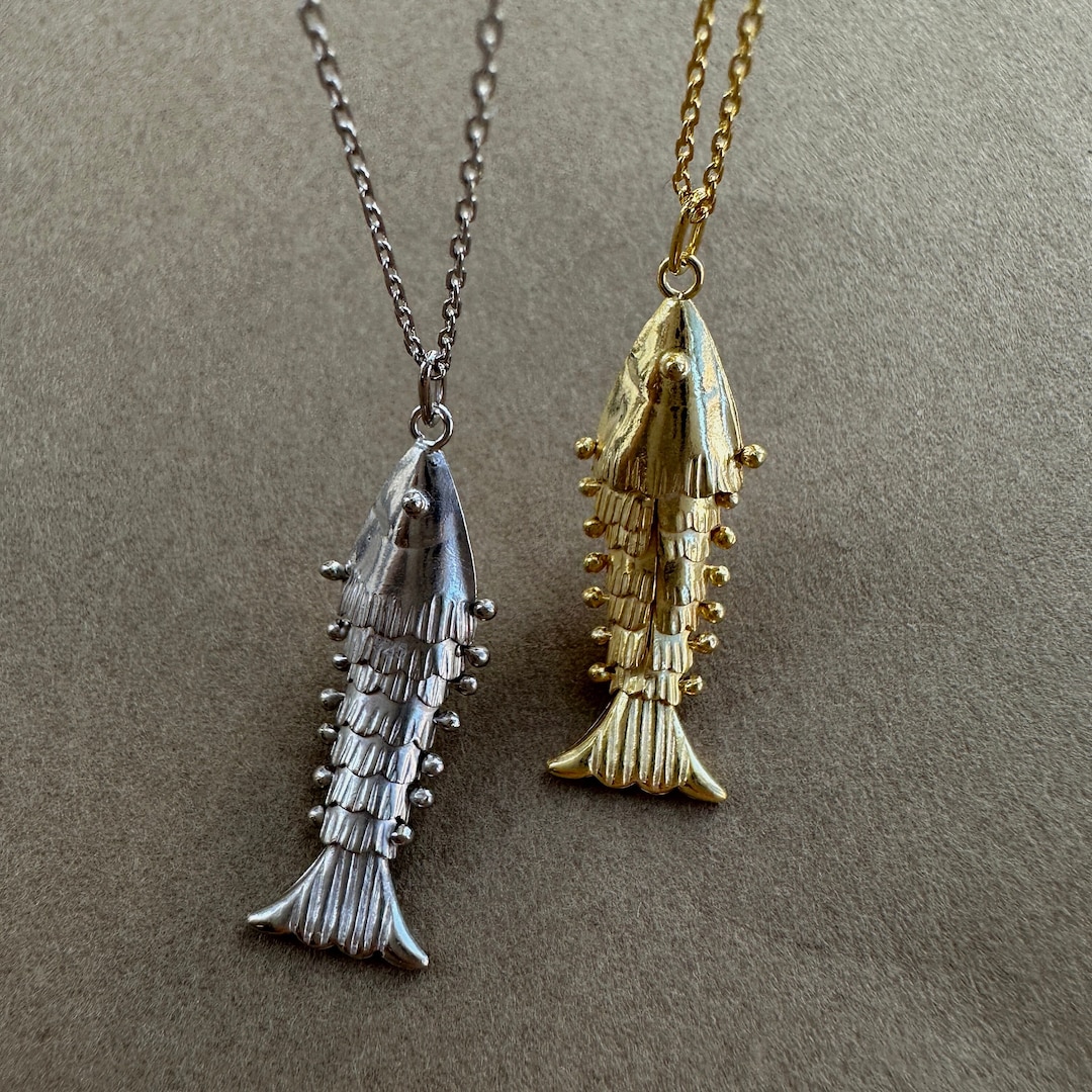  　ネックレス　フィッシュ　魚　シルバー　925S 925 スターリングシルバー可動式魚ネックレス、シルバー魚