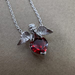 Collar de corazón de alas de guardián de plata 925, collar en forma de corazón de alas de ángel, colgante de corazón alado, collar de amor de guardián, regalo para novia
