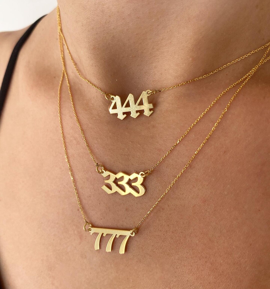 ユニークなエンジェルナンバーネックレス、777、444、333、222の
