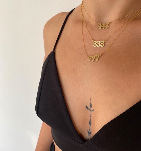 Unique Angel Number Necklace 777 444 333 222 Spiritual Angel