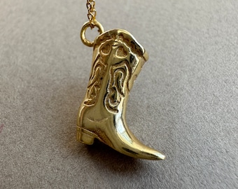 925 Sterling Silber Cowboy Boot Anhänger Halskette, Vintage Coole Schuhe Anhänger, trendiger Western Schmuck