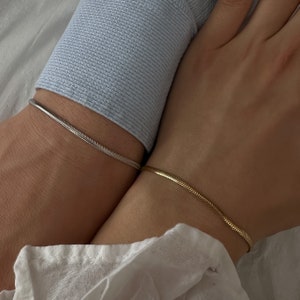 925k sterlingzilveren koppelarmband, visgraatarmband, stellen armbandset, slangenkettingarmband, bijpassende armbanden, Valentijnsdagcadeau