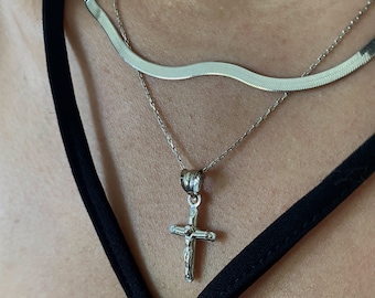 Unisex 925 Silver Cross Necklace, Dainty Cross Necklace,Mother's Day Gift,Gothic Cross Necklace,Cross Pendant,Christening Gift, Gift for Her