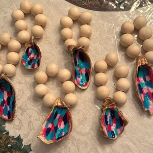 Set/6 Coastal Oyster Shell Napkin Rings/Wine Bottle Charms