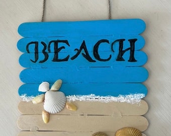 Placa de pared de playa costera hecha a mano